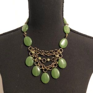 Lia Sophia Genuine Jade Bib Necklace
